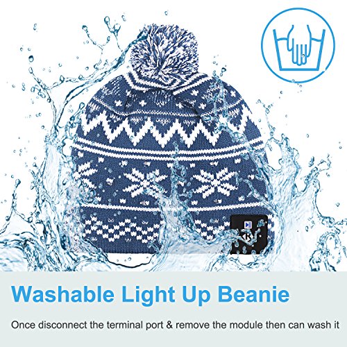 Rotibox LED String Light Up Beanie Hat Knit Cap with Copper Wire Colorful Lights 18 LEDs for Men Women Indoor and Outdoor, Festival, Holiday, Celebration, Parties, Bar, Blue