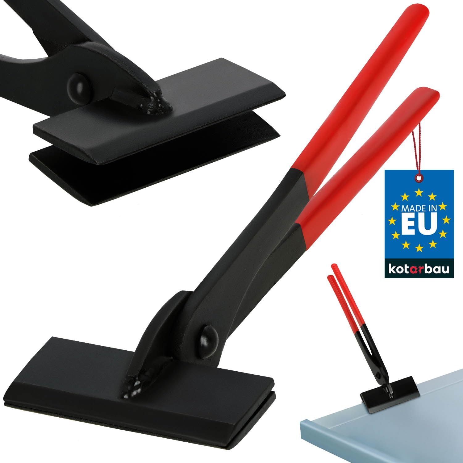 KOTARBAU® Sheet metal pliers 100 mm straight 0º forged folding pliers for roofers for bending sheet metal with rubber grip