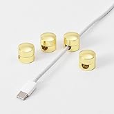 BRIGHTTIA Cable Clips - Premium Brass Cord Management for Home, Office & Car - Multipurpose Wire Holder Organizer - Sleek & Durable Design - Ideal Gift for Men, Women & Students - 4-Pack (Gold)