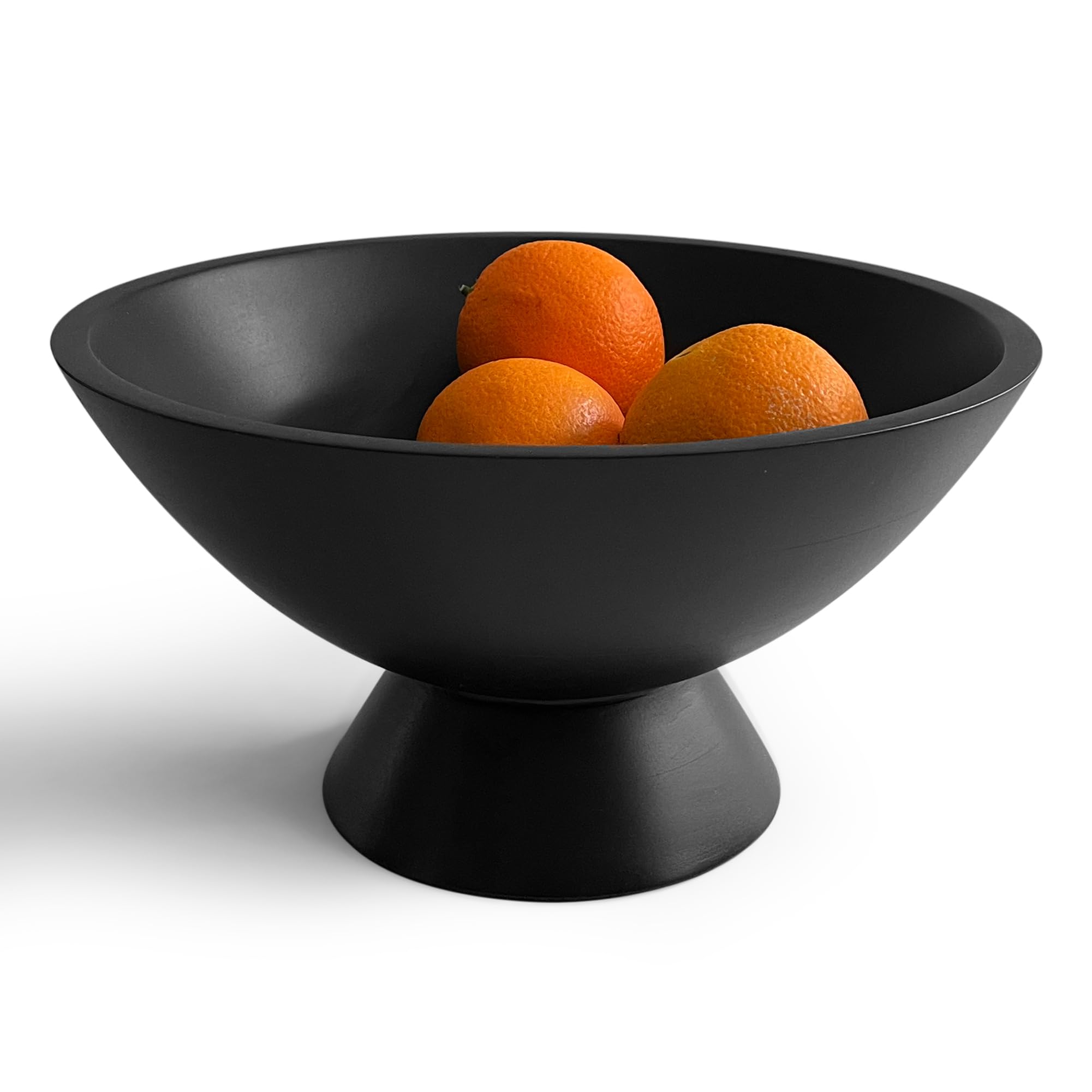 Photo 1 of Fairwood Way - Black Pedestal Bowl - 10 Inch, Wide Black Footed Bowl as Fruit, Key, Decorative, Candy Holder or Centerpiece, Wooden Bowl Decorative for Kitchen, Dining Table & Modern Home Accessories