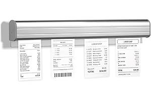 ROUCERLIN Self-Adhesive Ticket Holder for Restaurant, 15.7 Inch Slide Ticket Rail Restaurant, Aluminum Silver Ticket Rack Strip Bill Order Receipt Check Hanger for Food Kitchen Cafes Bar