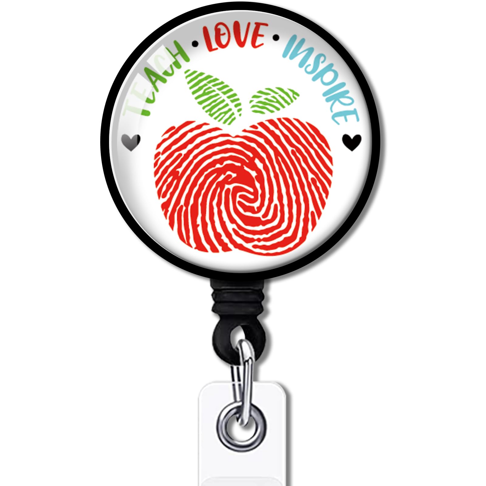 Photo 1 of YAZMEEN Teacher Retractable Badge Reel with Alligator Clip Teach Love Inspire ID Badge Holder Funny Teacher Apple Badge Funny Badge Reel Gift for Teacher Student Colleague Educator School Staff