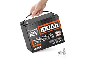 HUMSIENK 12V 100Ah LiFePO4 Battery Lithium Deep Cycle, Group 24, IP67, Built-in 100A BMS, 1280Wh Energy, 15000+ Cycles for RV Solar Off-Grid Marine Trolling Motor, Portable Power for Camping (10-Year Lifespan)