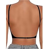 SweatyRocks Women's Seamless Backless Bra Wireless Multiway Convertible Halter Bras V Neck Bralettes
