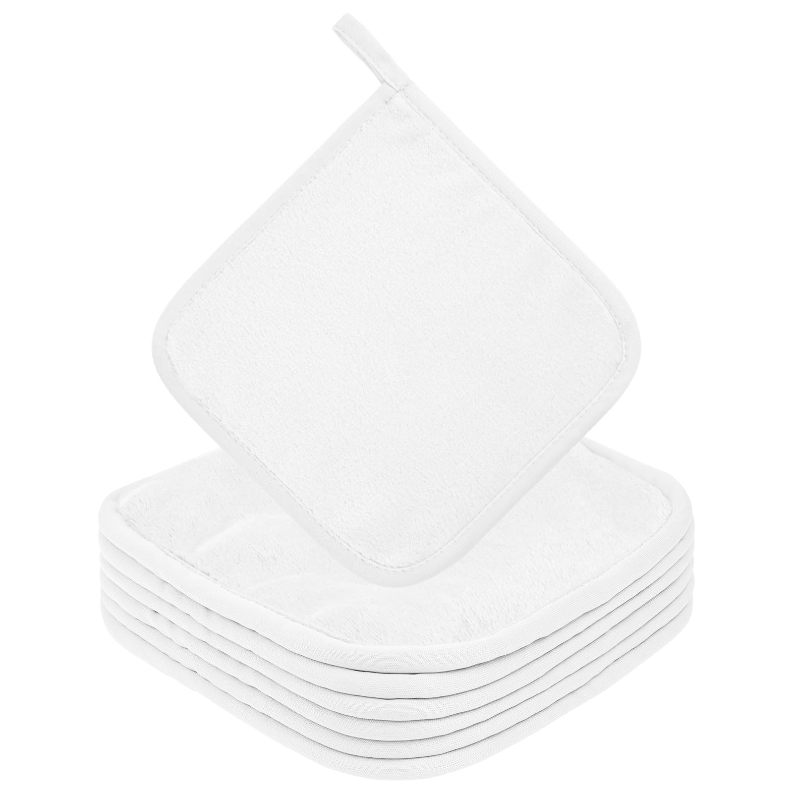 URAQT 6 Pack Face Cloths Make Up Remover, 7.87 * 7.87in Soft Microfibre Face Wipes for Reusable Makeup Remover Washable Ultra Soft Facial Cleansing Wipe Cloths (White)