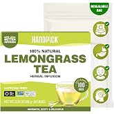 HANDPICK Lemongrass Teabags (100 Count) Made with Quality Lemongrass Stalks | Aromatic Citrusy Flavor |Caffeine Free, Non GMO| Herbal Tea in Eco-Conscious Teabags | Direct from Source | Enjoy Hot or Iced