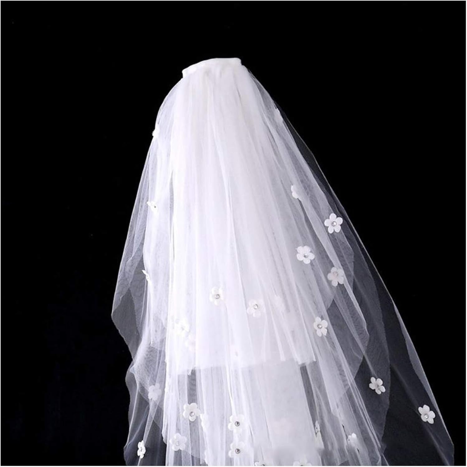Wedding Dress Veils Fluffy White Flowers Bridal Hair Veilomb Bride Fairy Marriage Accessories at 