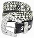 Womens Studded Belts - Multiple Colors & Designs - Western Cowgirl PU Leather Rhinestone Belt with Bling Buckles by Belle Donne - Black-VIII X-Large