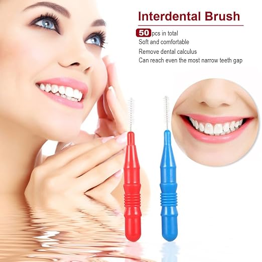 OFKPO 50pcs Escobilla Dental con Tapa de Viaje Suave para Cuidado de Dientes, Rojo y Azul