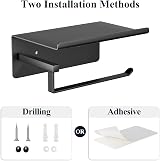 susswiff Black Stainless Steel Toilet Roll Holder with Shelf, Rustproof view 3