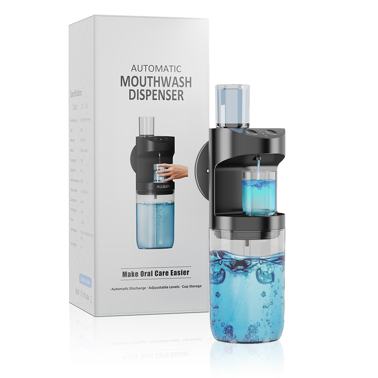 Automatic Mouthwash Dispenser for Bathroom, Mouthwash Dispenser Bottle with Infrared Sensor and Rechargeable Pump, Plastic Mouthwash Dispenser