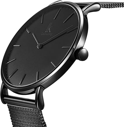 Alienwork IK Slim Ø40mm Reloj Hombre Mujer Ultra-Delgada Banda de Malla