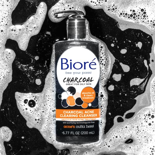 Bioré Charcoal Acne Cleanser, Salicylic Acid Treatment, Helps Prevent