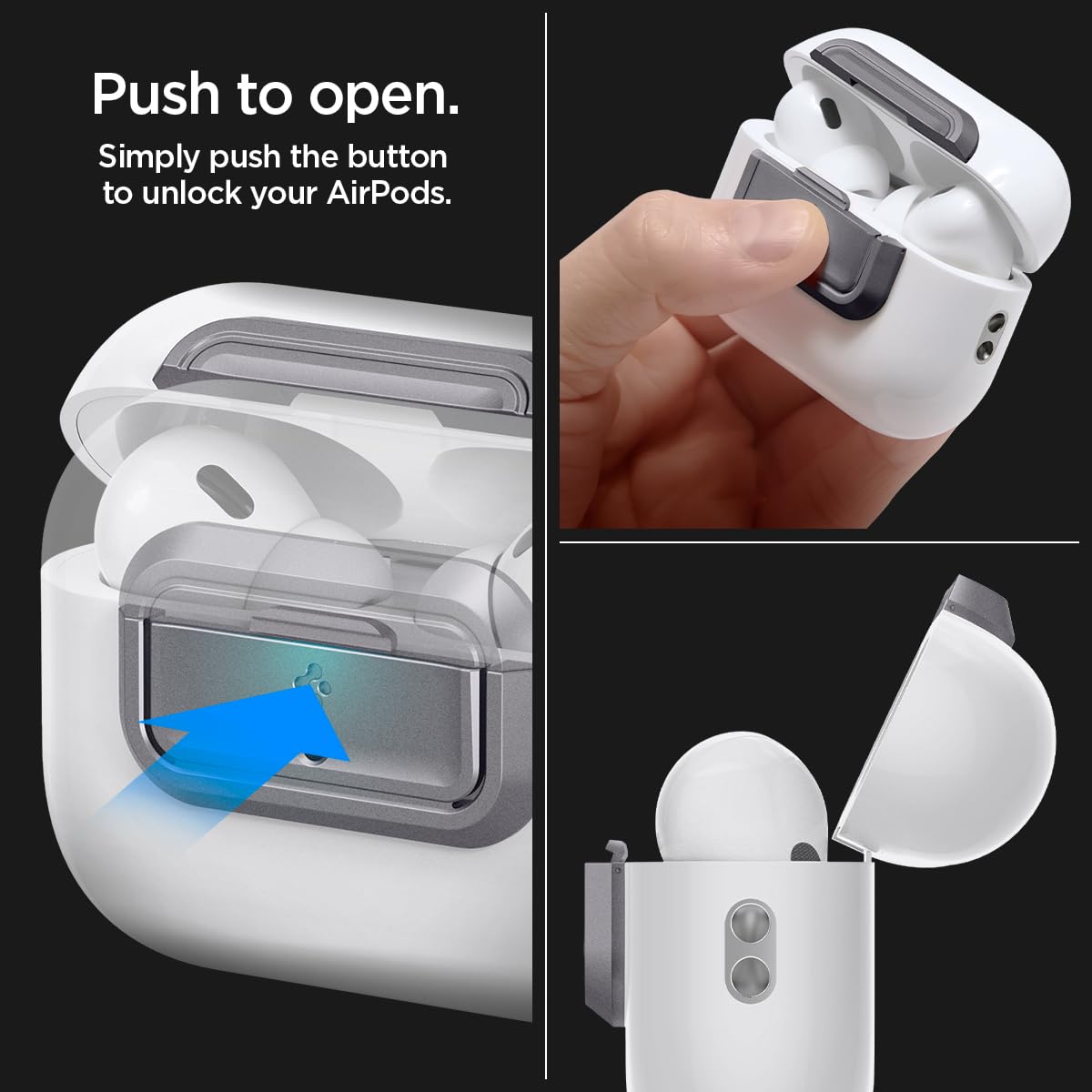 Spigen Lock Fit M [EZ FIT] Locking Device Compatible with AirPods Pro 2nd Generation/AirPods Pro Case with Lanyard [Installation Kit Included] Charging Case Not Included - Gray