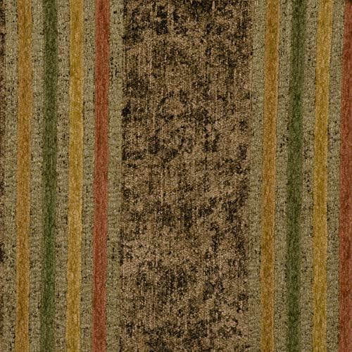 Sage Green Multi Color Stripes Contemporary Modern Wovens Chenille Upholstery Fabric by The Yard