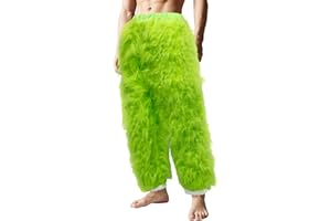 YAOGEG Christmas Green Furry Adult Pants Halloween Funny Cosplay Costume Props Santa Costume Green Pants For Adult