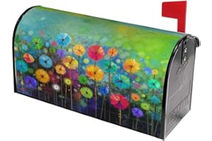 Deaowangluo Nature Spring Summer Autumn Winter Flowers Mailbox Covers Standard Size Floral Watercolor Rainbow Dandelion Poppy Magnetic Mail Cover Letter Post Box 21" Lx 18" W
