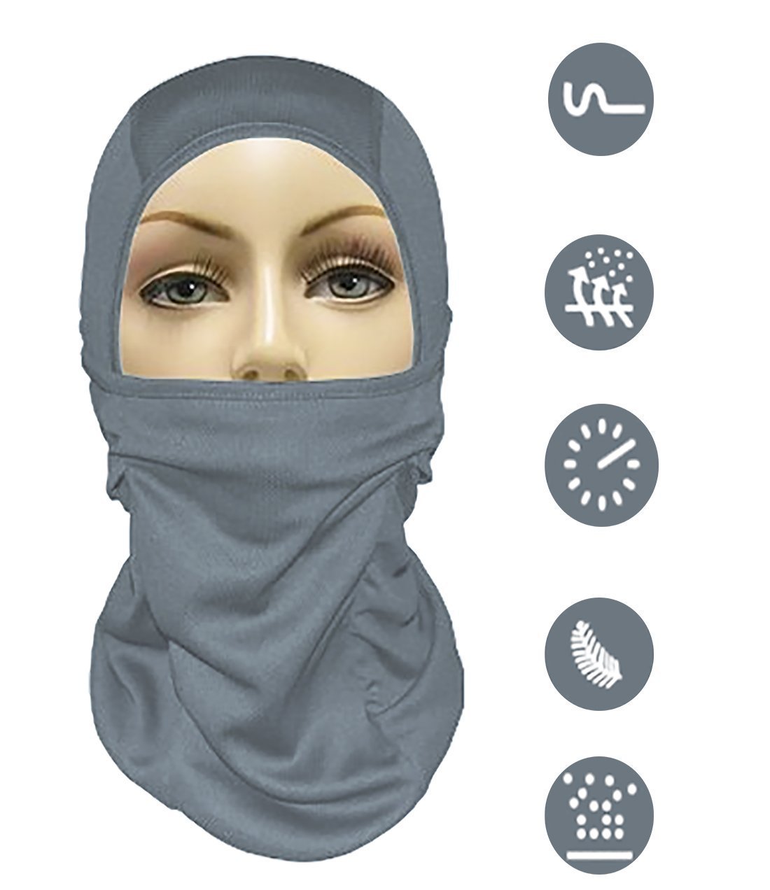 Balaclava Ski Mask Full Face Motorcycle Mask Neck Gaiter or Tactical Balaclava Hood. Best Cold Weather Running Gear for Men Women & Kids, Black