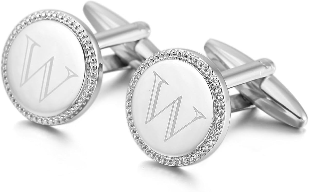 Gemelli Uomo Con Iniziale In Argento - Acciaio Inossidabile Per Camicia E Matrimonio - Foto 6