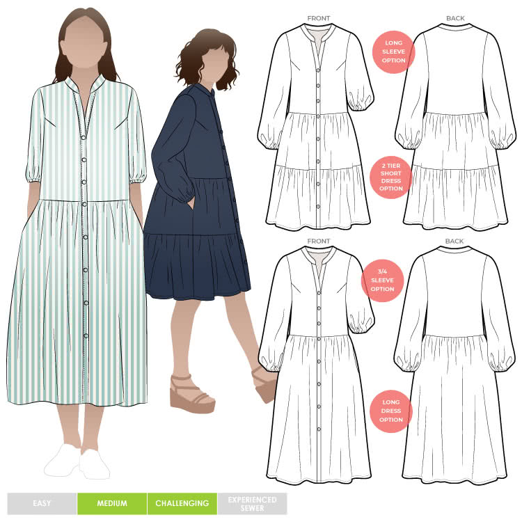 Style Arc Sewing Pattern - Emerson Woven Dress (Sizes 04-16)