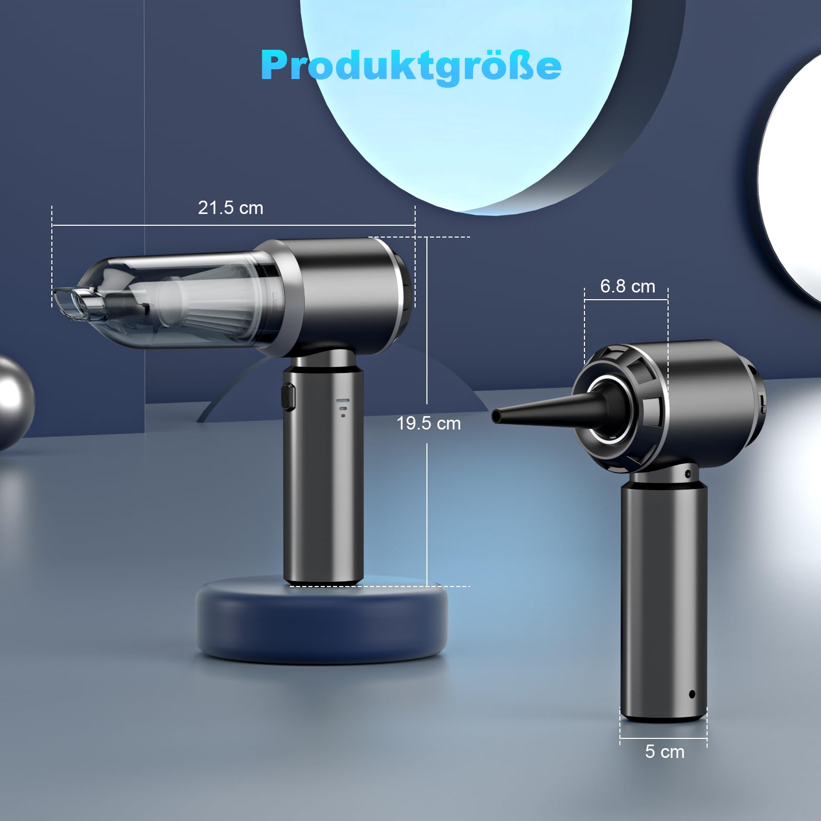 2-in-1 Handstaubsauger Akku,28000PA Handstaubsauger Kabellos,Auto Staubsauger Stark,3-Gang 240000 U/min Elektrische Staubgebläse Druckluftspray für Auto, Küche,PC, Sofa, Büro, Haus& Tierhaar Reinigung 8