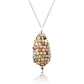 CRYSTALIS Natural Afghani Tourmaline Beads Pendant Necklace, Beaded Micro Framed Drops Shape Crystals, Chakra Healing Gemstone, Women Jewelry, Sterling Silver 18 inch