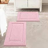 SHACOS Pink Bathroom Rugs 2 Piece Set 20x32 + 16x24 inch, Non Slip Bath Mat Microfiber Bathroom Rug, Soft Fluffy Water Absorbent Washable Bath Rugs