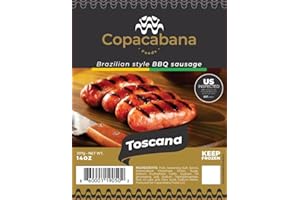 BRAZILIAN CORNER Copacabana Toscana Brazilian BBQ Style Pork Sausage, 14 Ounce, Authentic Brazilian Beef | Linguiça Toscana 397g (Traditional)
