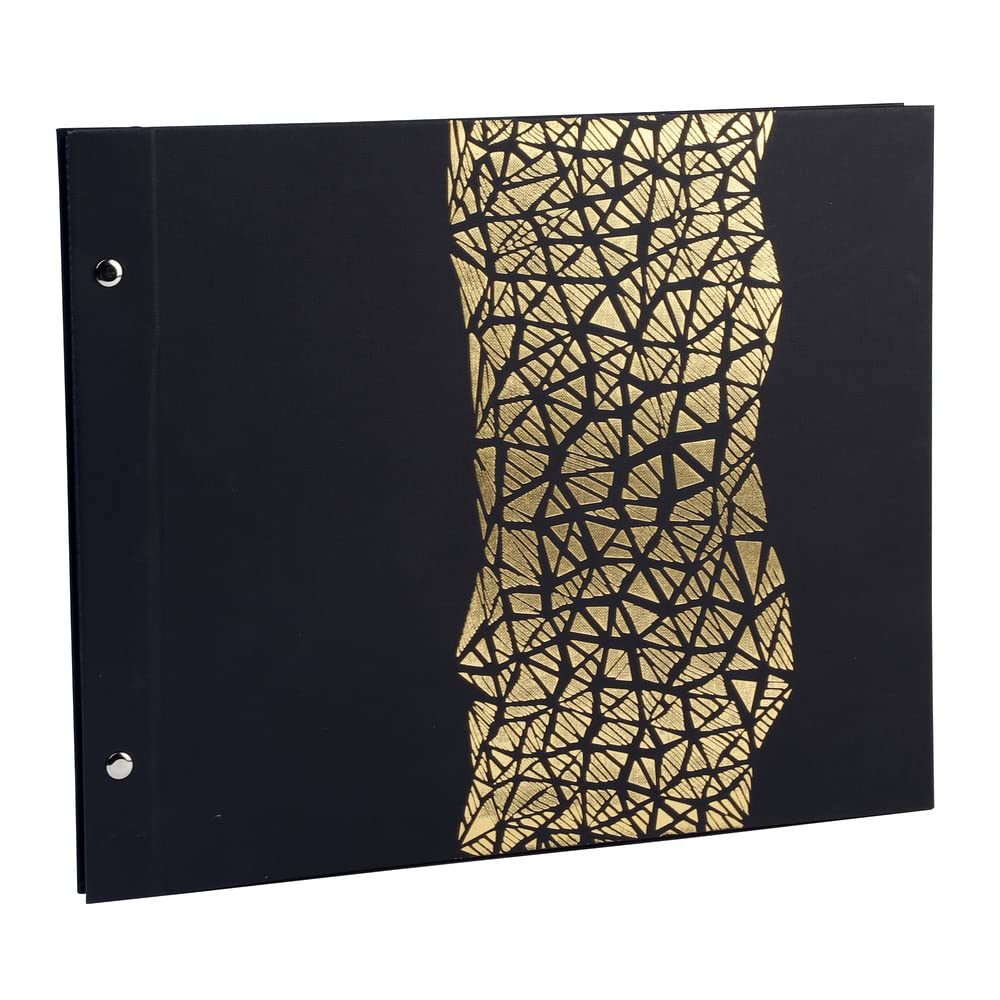 Exacompta - Ref 16985E - Aramy Spiralbound Photo Album - 370 x 290mm in Size, 40 Black Pages, Holds Approximately 160 Photos - Gold Marking Embossed Cover