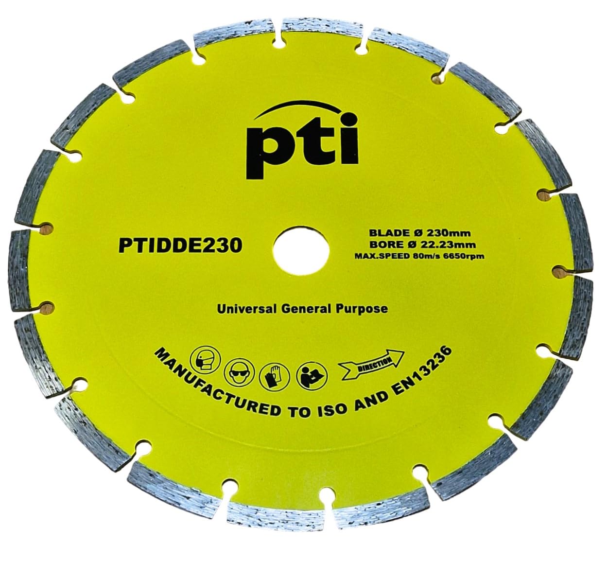 PTI 9" Diamond Cutting Disc - Angle Grinder Discs for Metal, Concrete, Stone, Wood, Tile & Bricks - Segmented Oscillating, Bore:22.23mm