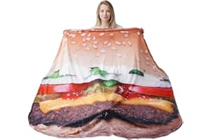 BATTILO HOME 71 Inch Hamburger Blanket Adult Size, for Women, Teens, Funny Food Blankets That Look Like Food, Cute Fleece Blanket for Everyone