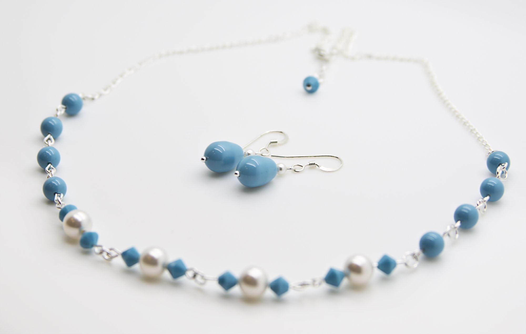 Turquoise Swarovski Pearl Necklace Set