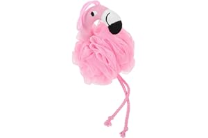 ibasenice Flamingo Bath Loofah Mesh Pouf Sponge Pink for Travel and Daily Shower Exfoliating Soft Bath