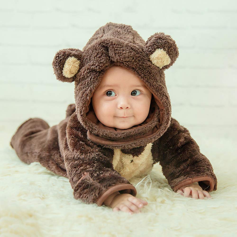 mikistory Newborn Sets Unisex Baby Outfits Jumpsuit Infant Winter Romper Baby Bodysuit Onesie Brown 16-24Months