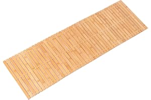 FOVLAURS Bamboo Bath Mat Bathroom Runner Long Large Rugs Floor Wood Shower Bathtub Waterproof Non Slip Accessories 16x48 Inch Easy to Clean, Natural Bamboo, 1 pc
