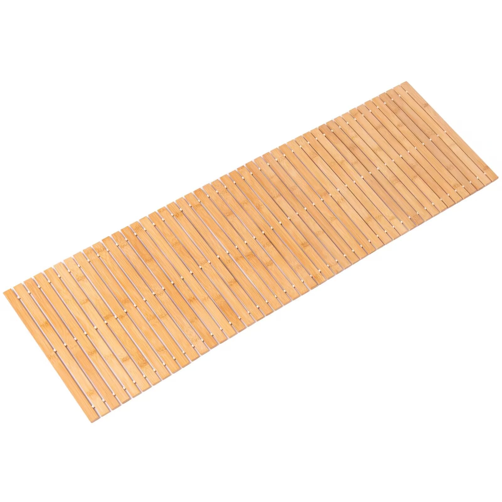 Photo 1 of Bamboo Bath Mat Bathroom Runner Long Large Rugs Floor Wood Shower Bathtub Waterproof Non Slip Accessories 16x48 Inch Easy to Clean, Natural Bamboo, 1 pc