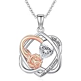 WYDDO Birthstone Necklace for Women, Heart Infinity Necklace, Rose Flower Pendant for Mom,Mothers Family Birth Stone Jewelry, Anniversary Christmas Birthday Gift for Wife Her Girlfriend