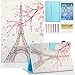 iPad Mini 4 /iPad Mini 3 2 1 Case- Slim Fit Folio Stand PU Leather Case with Auto Wake/Sleep [Magnet/Stylus Slot] Smart Cover for Apple iPad Mini 4 / iPad Mini 3/2/1,Cherry & Eiffel Tower