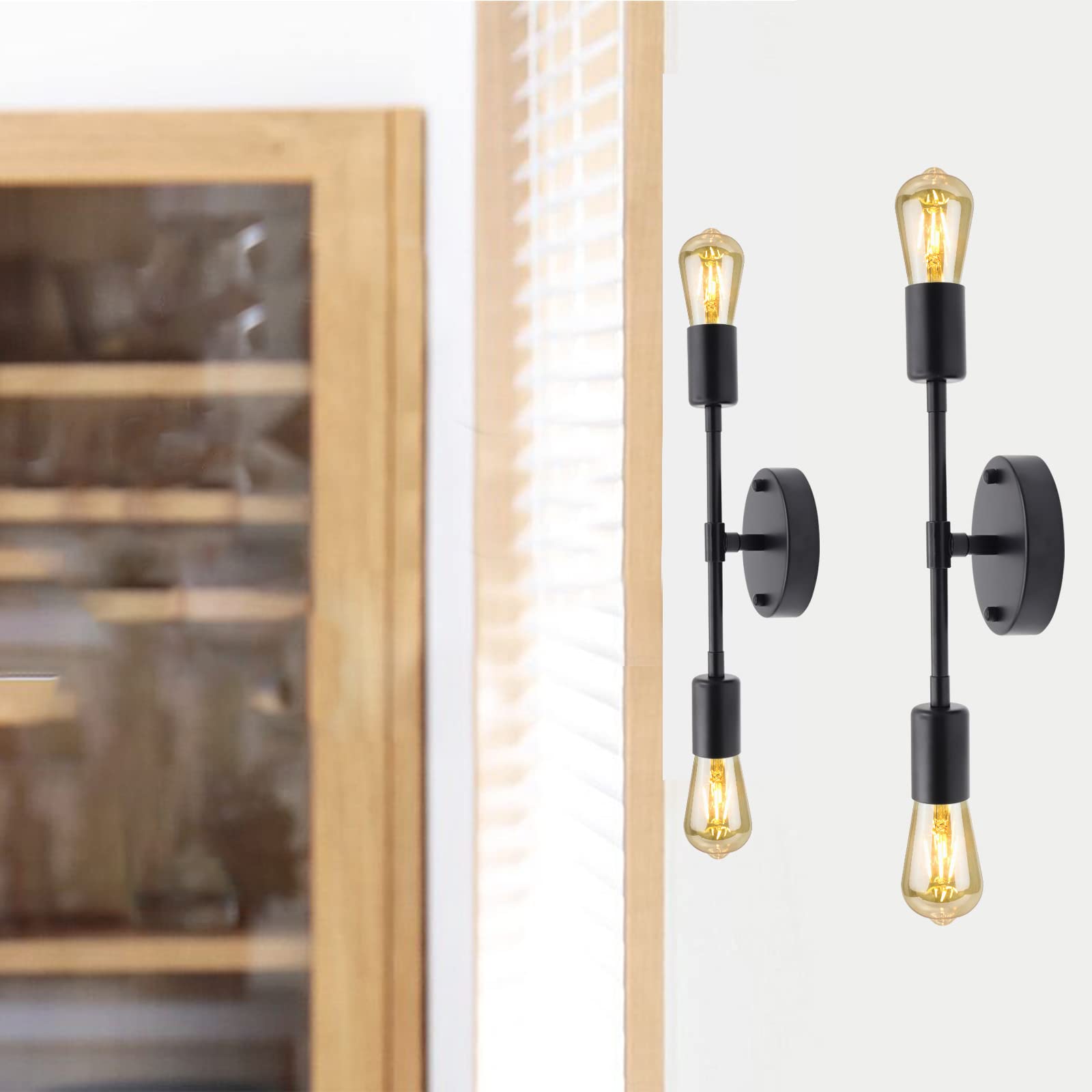 YnGia Wall Lamp Vanity Wall Lights, Industrial Wall Light Wall Sconce Wall Lighting Fixtures, Vintage Bathroom Light Fixtures Wall Mount Lamp for Powder Room Hallway Kitchen Bedroom 2 Pack