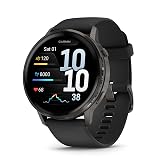 Garmin Venu® 4, 45mm, Advanced Health and Fitness GPS Smartwatch, Bright and Colorful Display, Built-in Flashlight, 12 Days of Battery Life, Slate with Black Silicone Band