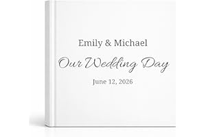 Wedding Guest Book Personalized – Guest Book for Reception – Custom Guestbook Hardcover with Lines – Elegant Memory Book for 