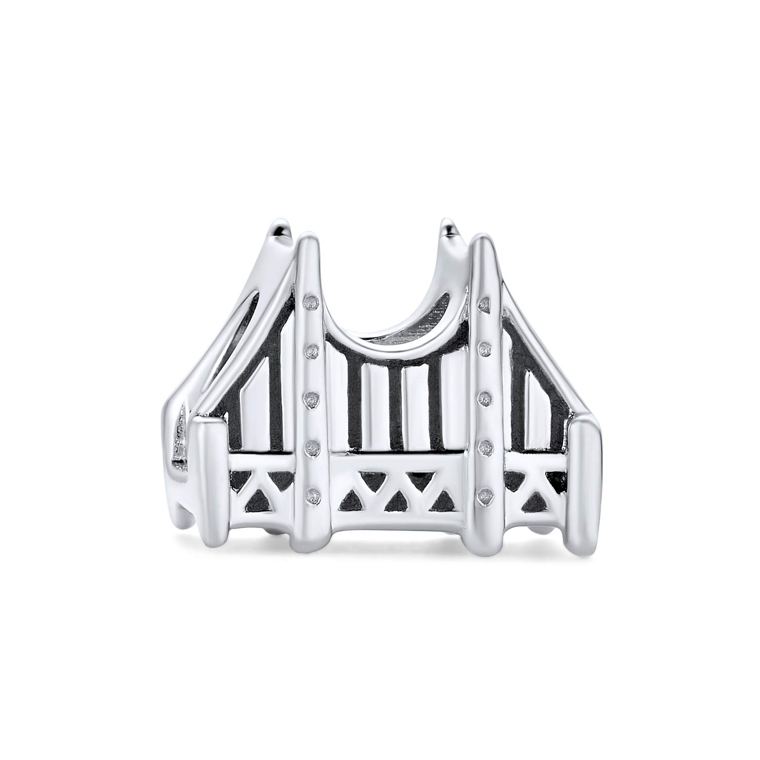 Bling Jewelry Traveler Vacation Tourism Landmark Golden Gate Bridge San Francisco Charm Bead For Women Teen .925 Sterling Silver Fits European Bracelet