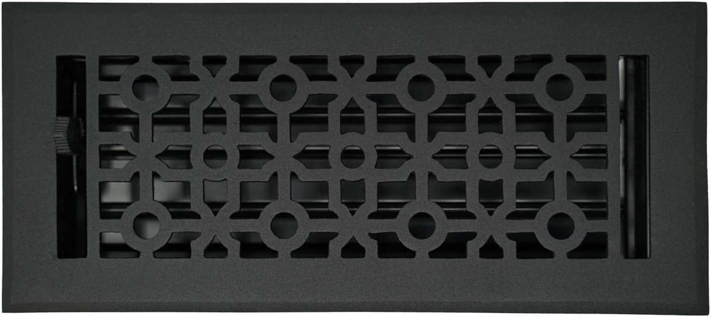 Registers, Grilles & Vents - Madelyn Carter Contemporary Cathedral Style Vent Cover, Solid Cast Aluminum Interior, Controls Air Flow, 4 x 10 inches (Overall Face: 5.25 x 11.5 inches), Matte Black