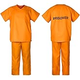JPXH Orange Women's Prisoner Clothing Adult Prison Clothing Two piece Couple Clothing Halloween Role Playing Dress up