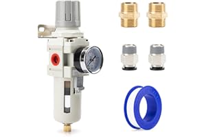 EBEIZZI 3/8" NPT Compressed Air Combination Filter Regulator Combo - Regulator, Filter & Gauge for Air Compressor,Semi-Auto Drain, Metal Bracket, 0-150 psi Gauge Air Tool Compressor