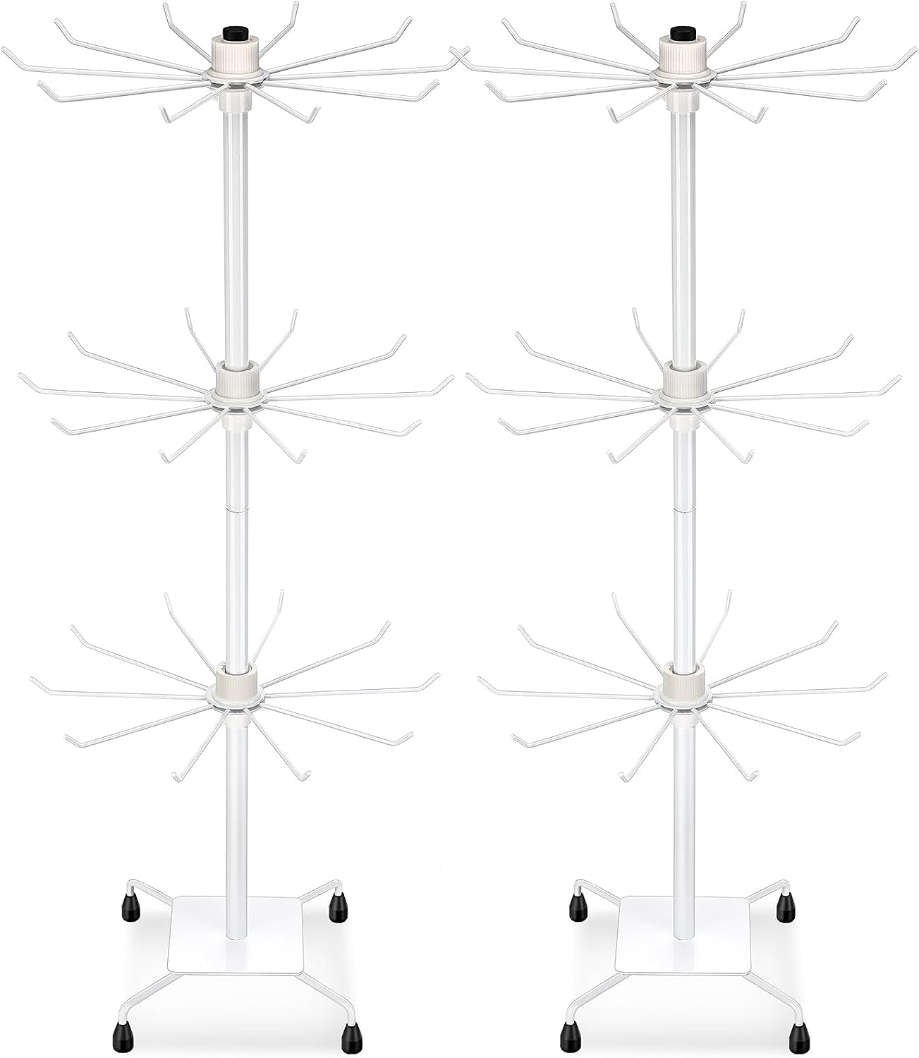 BestAlice 2Pack Jewelry Rack, 3 Tier Rotating Jewelry Display Stand, Necklace Holder Fashion Counter Tree Stand, Adjustable Metal Holder (2Pcs, White)