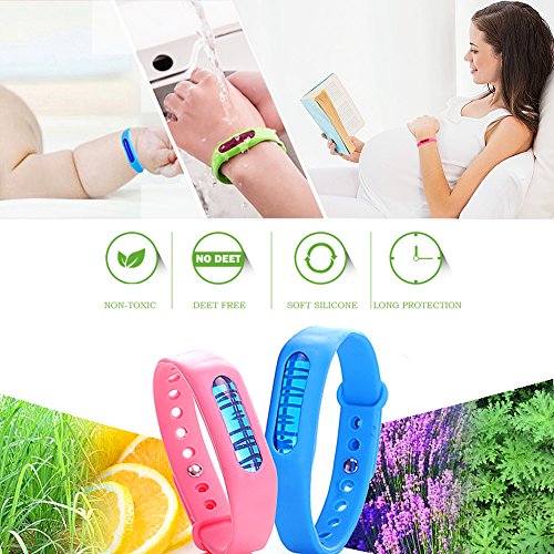 Mosquito Repellent Bracelets, ZALALOVA 6-Packs Natural Deet Free Insect Travel Repellent Wristband Bangle for Kis & Adults Outdoor & Indoor, Barbeque Grilling Against Bugs, Pests with Free replacement