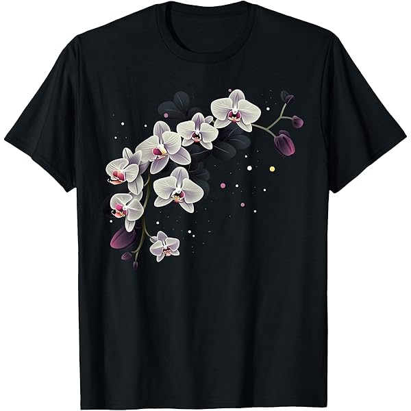 Flower サイン入りTシャツ Amazon.com: Simple Orchid Flower on Black and White Orchid T-Shirt