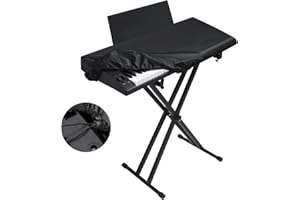YNESTER Stretchy Electric Piano Keyboard Covers - Waterproof Elastic Lock Music Keyboard Protector (61 Keys, Black)