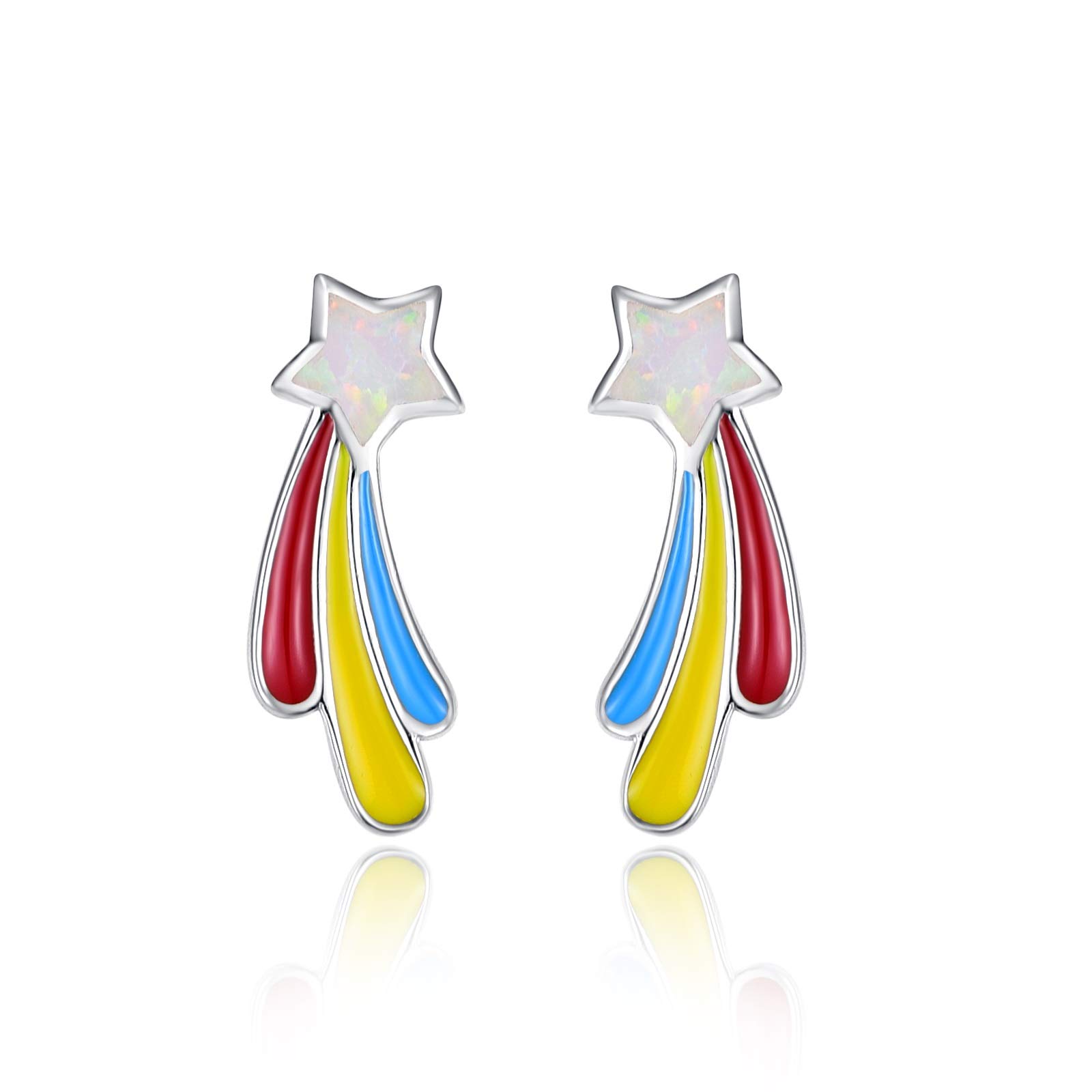 Rainbow Earrings 925 Sterling Silver Opal Earrings Hypoallergenic Rainbow Gifts for girls kids …